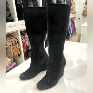 Christian Louboutin Suede Wedge Knee High Boot